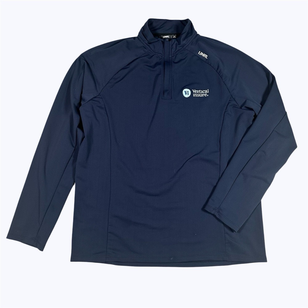 UNRL Pullover Mens L Blue Quarter Zip Athletic Fit Long Sleeve Golf Performance